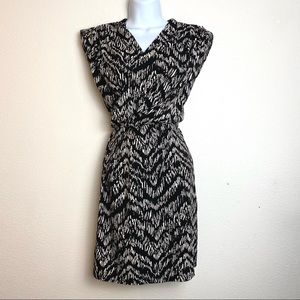 H&M MOD black off white wrap dress xs